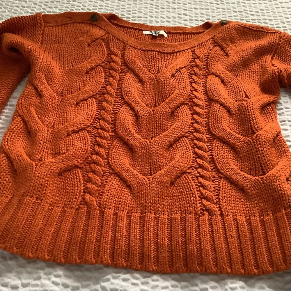 Women's Orange Cable Knit Sweater - Picture 2 of 3